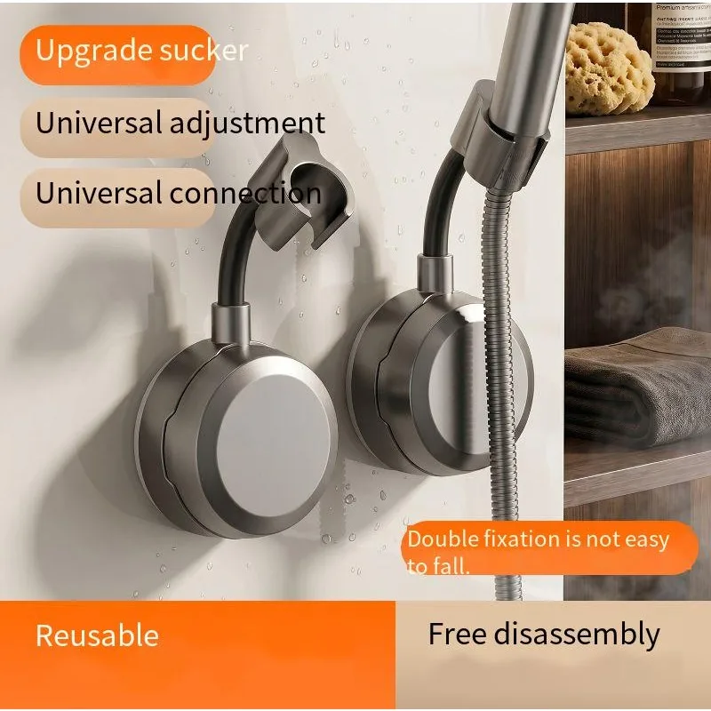 Suction‑Cup Shower Head Holder Universal Punch‑Free Wall Bracket Movable Omni‑Directional Adjustable Handheld Sprinkler Fixing
