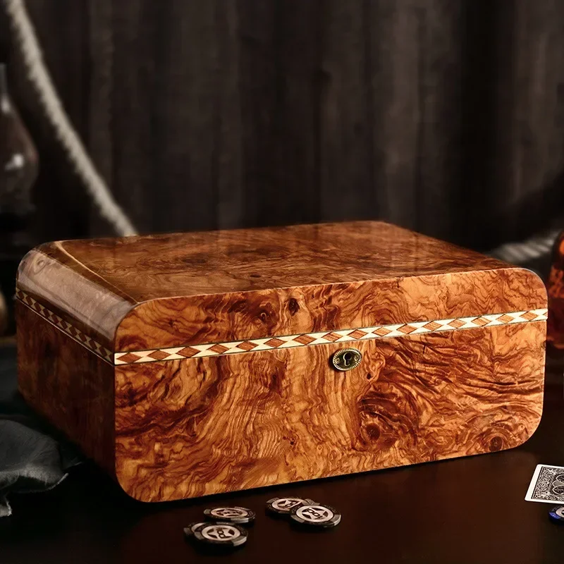 A Cigar Box Cedar Wood Humidor Cabinet Large Capacity Fit 50 Double Layer Piano Paint Cigar Humidor With Key Lock