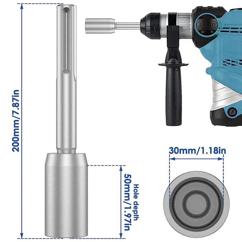 SDS-Max Ground Rod Driver, 30mm Heavy Duty Steel Drill Bit Driver,for RotaryHammer Drill Grounding Rods (1.18 In)