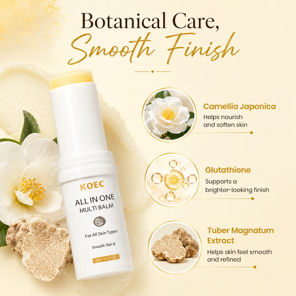 KOEC All-in-One Multi Balm, Multi Balm Stick with Glutathione, Hydrating and Brightening Eye Balm Stick, Anti-Aging Skincare Under Eye Stick, 9g/0.32oz