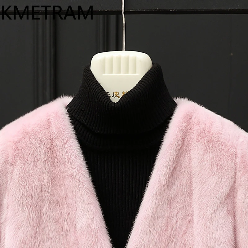 Echter ganzer Nerz-Pelzmantel für Damen, kurze Pelzjacke mit V-Ausschnitt, hochwertige Winter-Damenbekleidung, pelzige Jacken, 2025, Beij