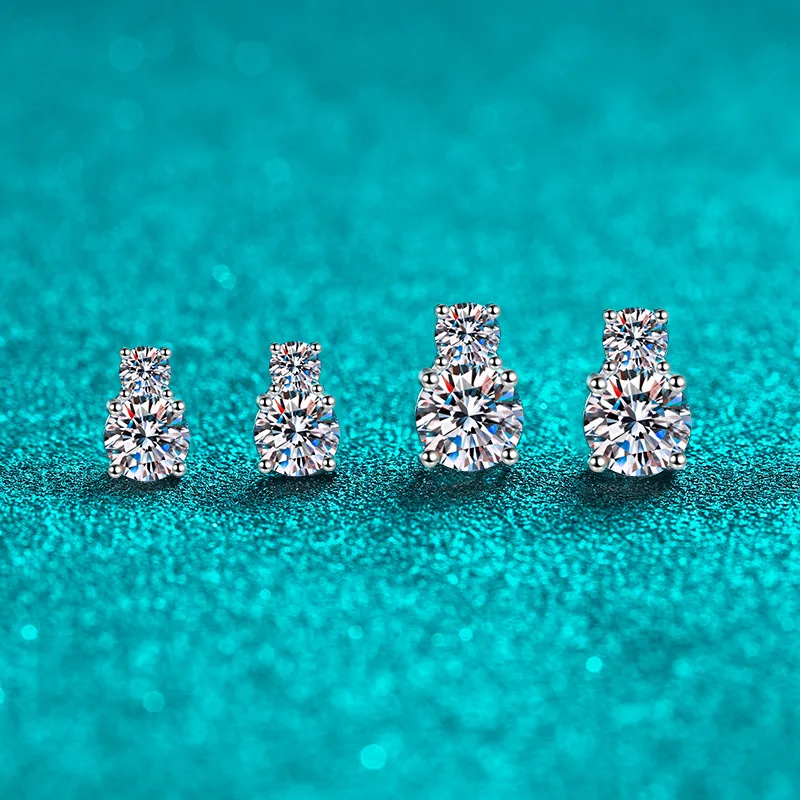 

1.2ct Moissanite Earrings Women PT950 Platinum - Sparkling 1.5ct, delicate platinum, elegant for women