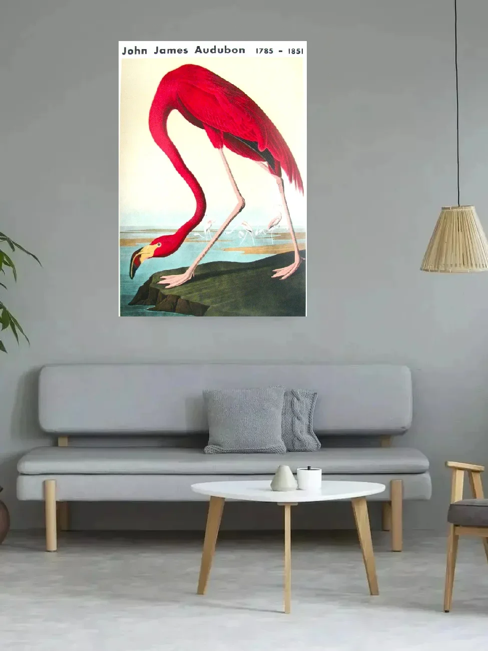 Vintage Bird Print Flamingo, Natural History, Bird Illustration, Print Art Canvas Poster, Living Room Decor, Home Wall Picture