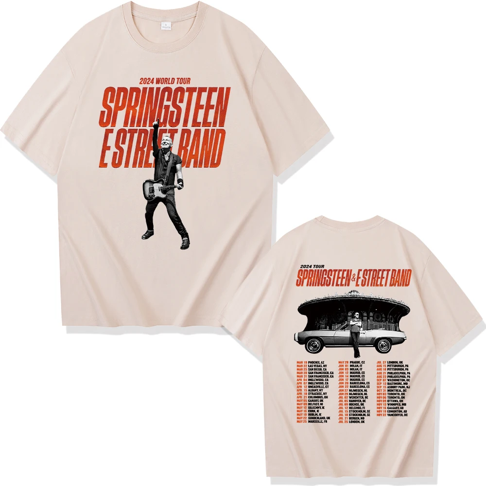 Bruce Springsteen i E Street 2024 Tour T-shirty Kobiety Mężczyzna Letnie koszulki z krótkim rękawem Prezent dla fanów Harajuku