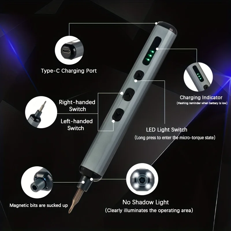 Conjunto de chave de fenda elétrica de precisão 68 em 1, torque de 5 velocidades com bits magnéticos, ferramenta de reparo doméstico para iphone, relógios, câmeras, laptops