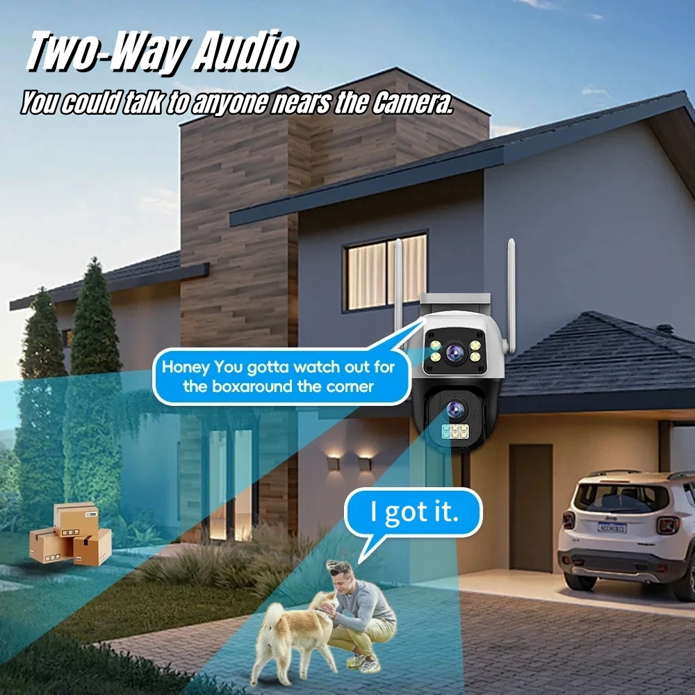 8MP 4K WIFI IP Camera PTZ Outdoor Dual Screen AI Human Detection Dual Lens Two-way Audio CCTV Video Security Camera V380 PRO APP