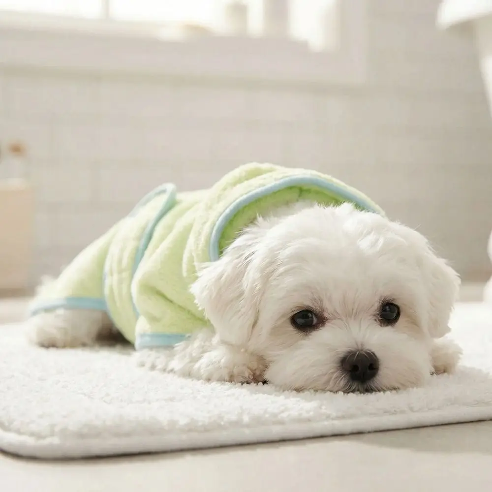 Super Absorbent Dog Hooded Bathrobe Warm Adjustable Pet Quick Drying Towel Soft Coral Fleece Pet Robe Muddy Walk