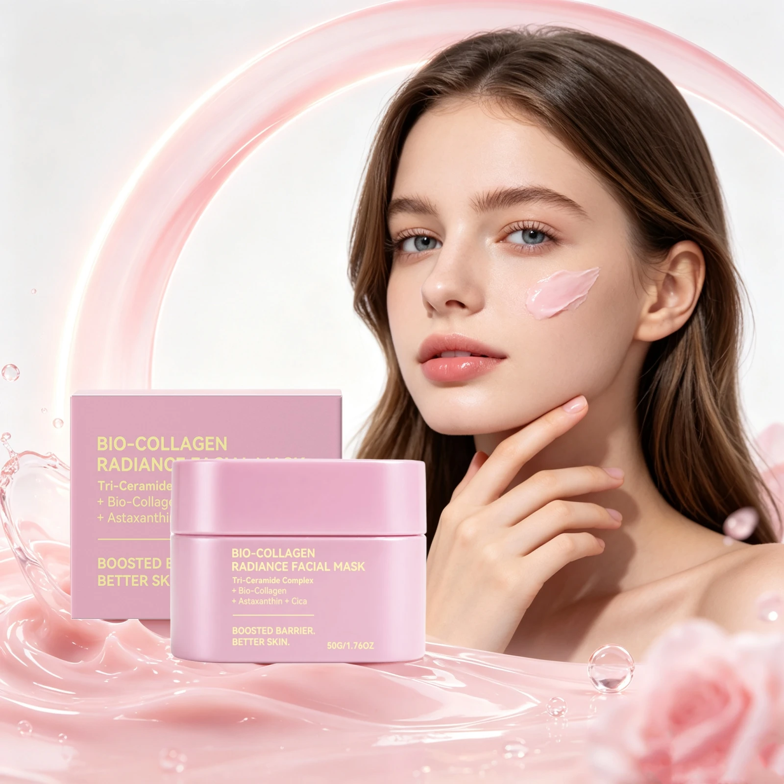 Collagen Radiance Face Mask 50g Ceramide Astaxanthin Cica Brightening Hydrating Glow Skin Daily Care Barrier Repair Cream Mask
