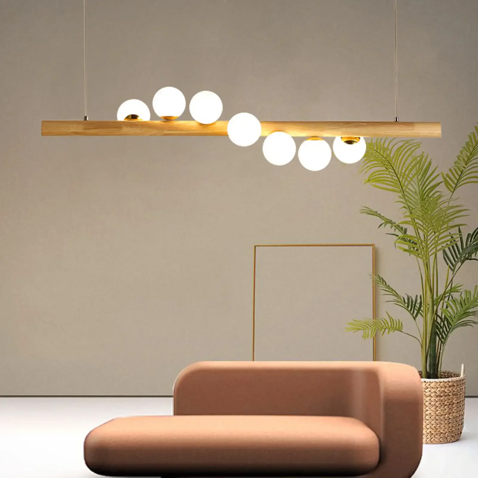 

Modern 7-Light Glass Bubble Chandelier - Linear Pendant Ceiling Lamp for Kitchen Island Lighting