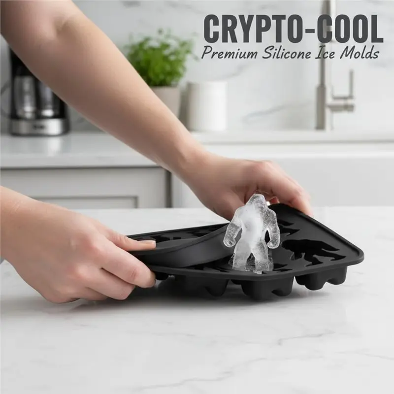 ABDJ-Silicone Ice Cube Molds 2 Pcs Large Footprint For Whiskey Cocktail Trays Flexible Easy Release