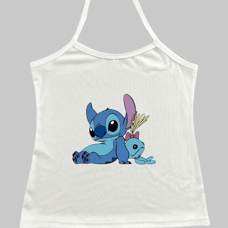 

Футболки со стежком, новая летняя футболка с мультяшным принтом, кавайная повседневная одежда Y2K, топы с манжетами в стиле аниме для девочек, короткая одежда без рукавов