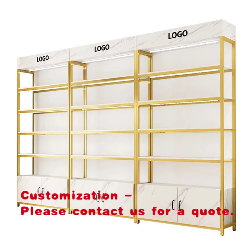 custom.Custom Cosmetic Metal Display Stands White Supermarket Shelves Grocery Store Display Cases