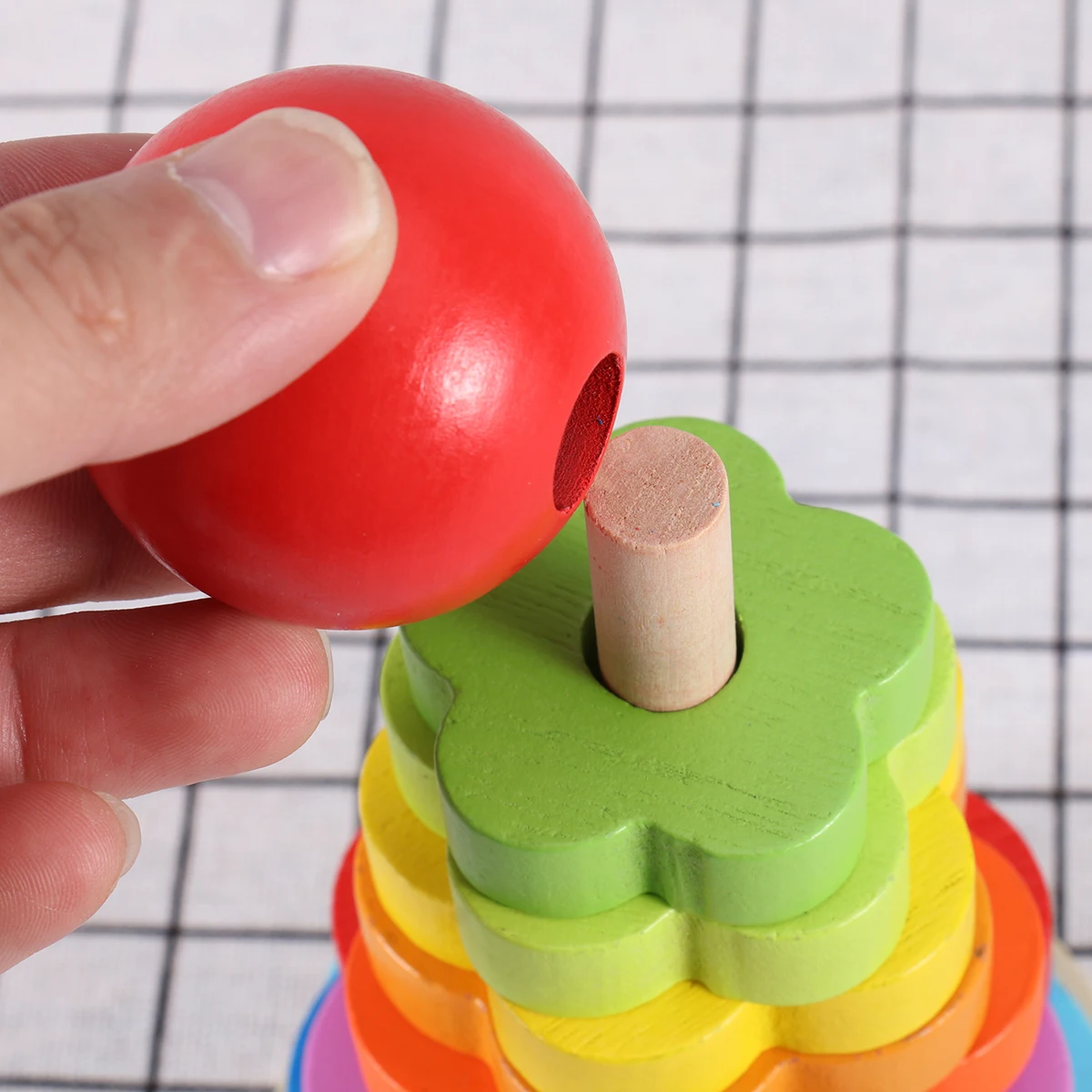 Kinder Kreative Regenbogen Spiel Spielzeug Kreis Bausteine Turm Pädagogisches Spielzeug Holz Spielzeug für Kinder Babys