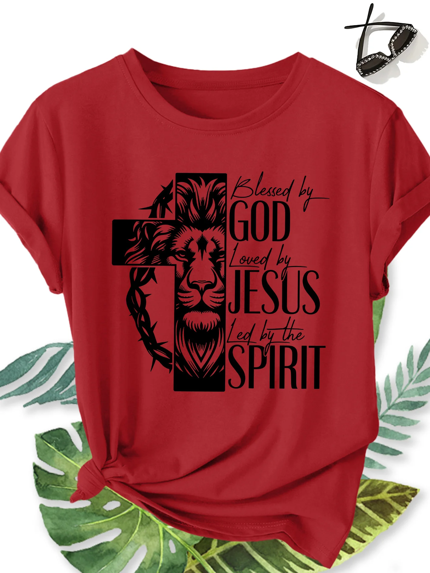 Christian Faith Theme Printed Pattern Round Neck Women's T-shirt Comfortable Summer Short Sleeve Women's Comfortable Street Top