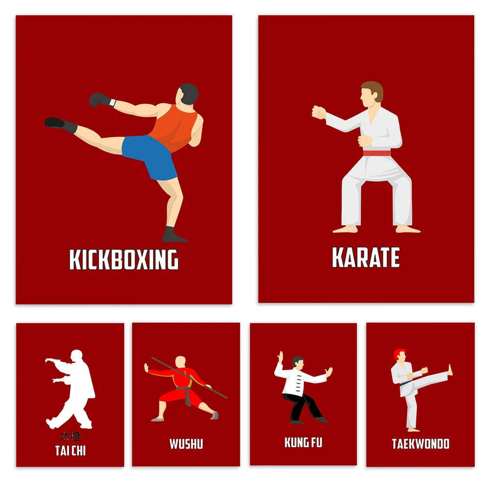Vintage Japanese martial arts, Taekwondo, Karate, Tai Chi, Kung Fu poster wall canvas art home decor gift