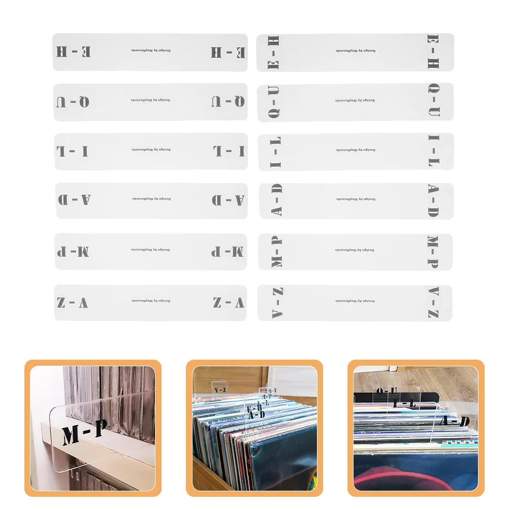 

12 Pcs Album Classification Tags Vinyl Records Divider Acrylic Letter Dividers Horizontal Label File Organizer