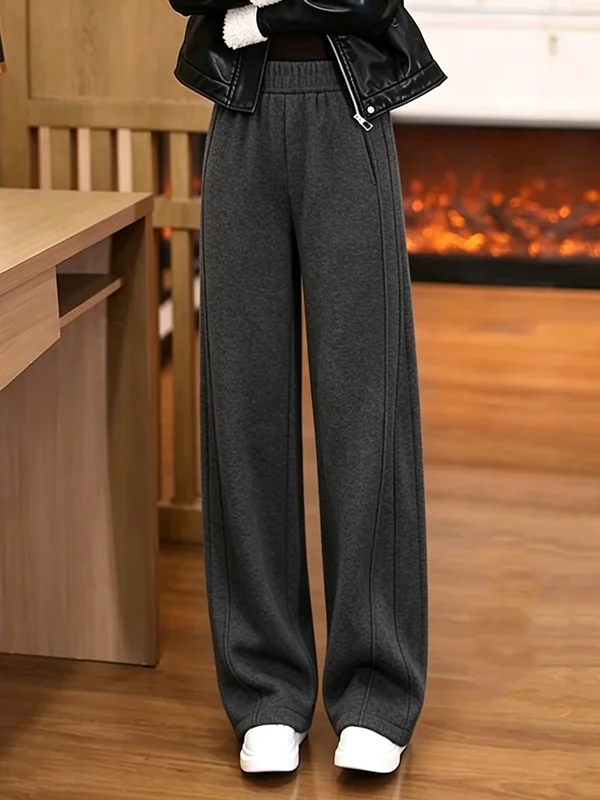 High Waist Straight Leg Casual Pants Women's Loose Fitting Meat Concealing Wide Leg Pants Autumn Winter Fashion plus Size
