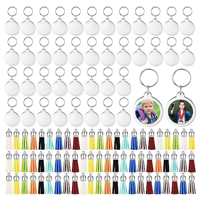 

Acrylic Photo Frame Keychain With Tassels Charms Photo Insert Keychain Clear Frame Keyrings Blank For DIY