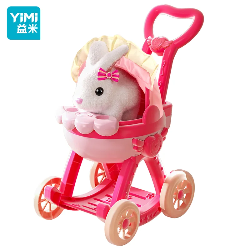 부활절 리얼리스틱 토끼 인형 플러시 토이 어린이용 점프하는 걷는 귀가 흔들리는 전기 토끼, 먹이 주는 인터랙티브 애완동물