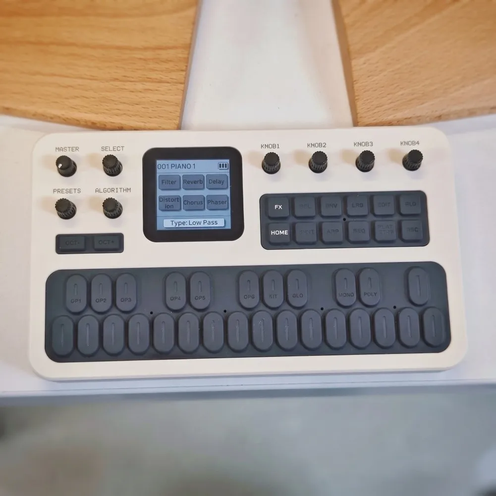 FM-1 For Mini Portable Synthesizer Featuring 6-Element FM Synthesis Real-Time Algorithm Switching 128 Presets and Arpeggiator