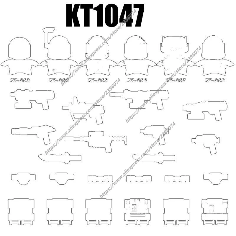 KT1047 Figuras de ação Acessórios de filmes Blocos de construção Tijolos brinquedos XP363 XP364 XP365 XP366 XP367 XP368