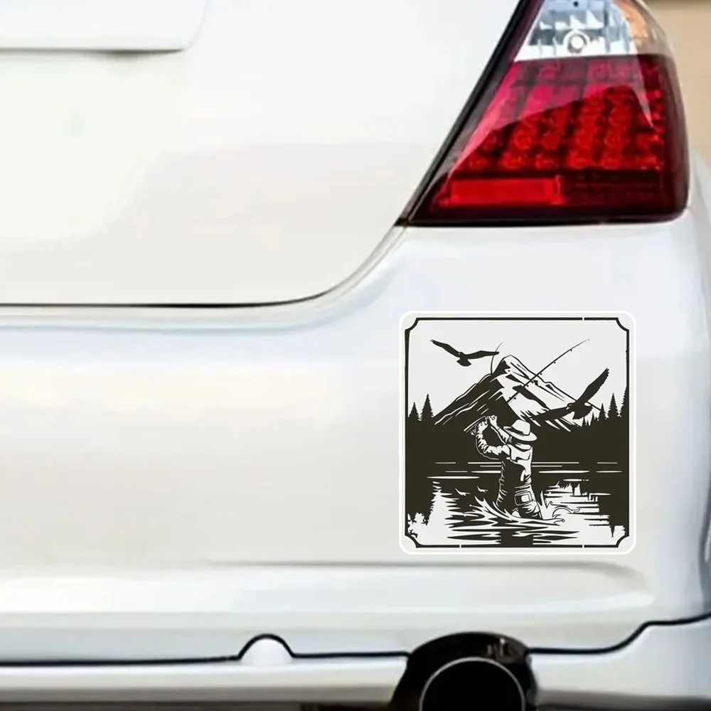 Hаклейка на авто Рыбалка Self-Adhesive Vinyl Decal, Used for Car Windows, Bumper, Laptops, Waterproof Exterior Car Accessories