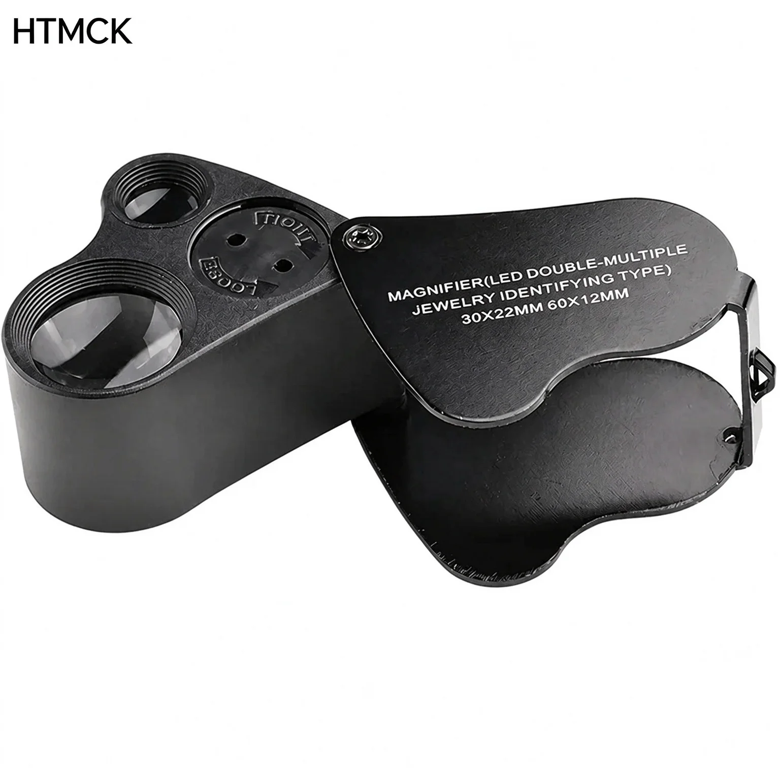 HTMCKLED Illuminated 30X 60X Foldable Jeweler's Loupe Magnifier For Jewelry Coins Stamps Gems