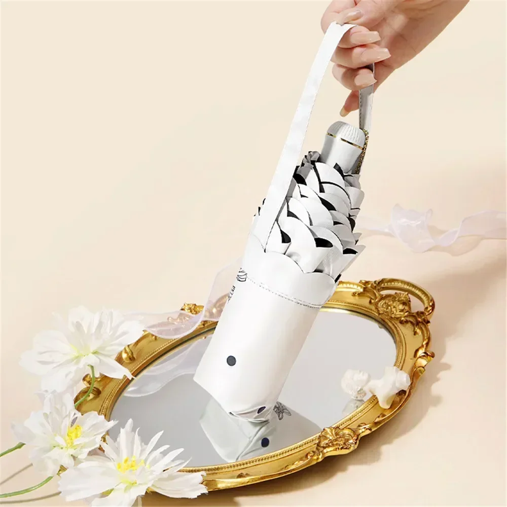 

Modern Luxury Five Folding Umbrella for Women UV Protection Automatic Dual-Use Rain Gear And Sunshade Practical Vinyl Parasol