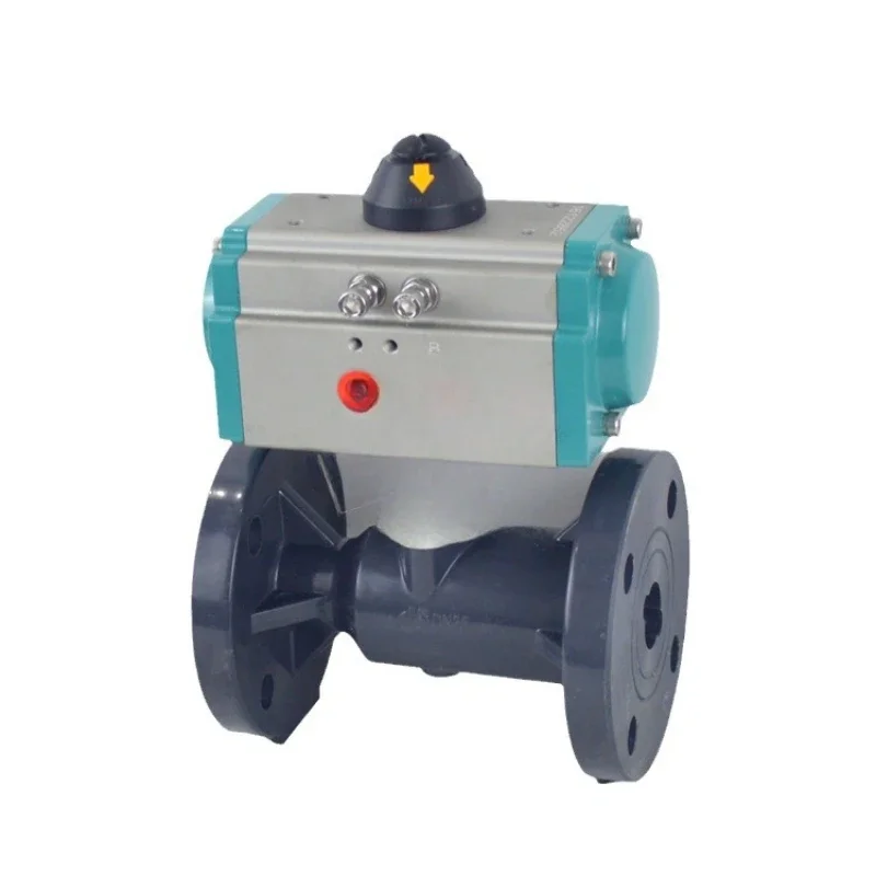 Pneumatic Ball Valve PVC Flange Connectivity with Pneumatic Actuator Zero Leakage