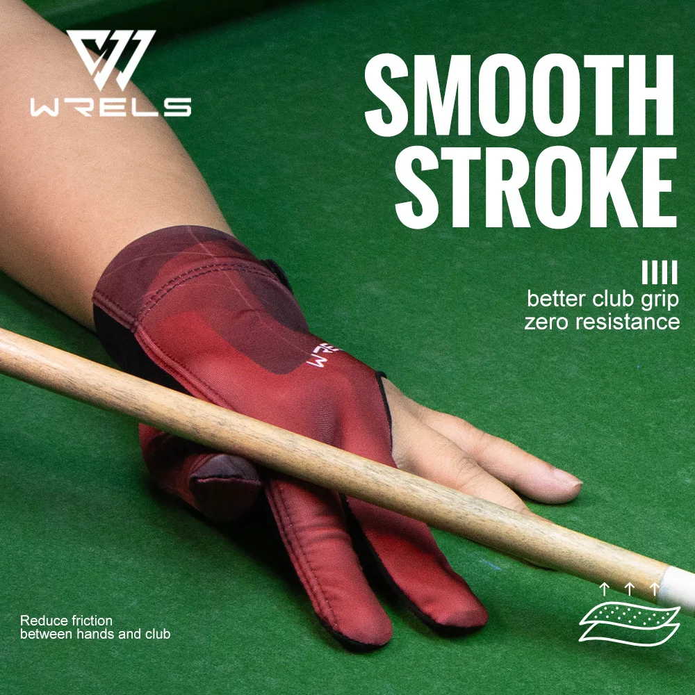 WRELS 1pc Professional Billiards Glove High Elastic 3 Finger Snooker Glove Breathable Anti-Slip Adjustable Billiard Pool Glove