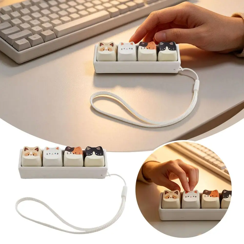 Cute Cat Mechanical Switch Tester Keychain Kawaii Keycap Fidget Toy Bag Pendant Decor Gift for Keyboard Lovers Kitten Fans