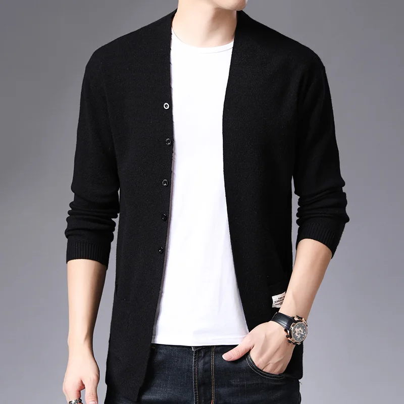 

Мужской свитер, кардиган, модный однотонный вязаный мужской повседневный стильный свитер, верхняя одежда, прямая продажа с фабрики