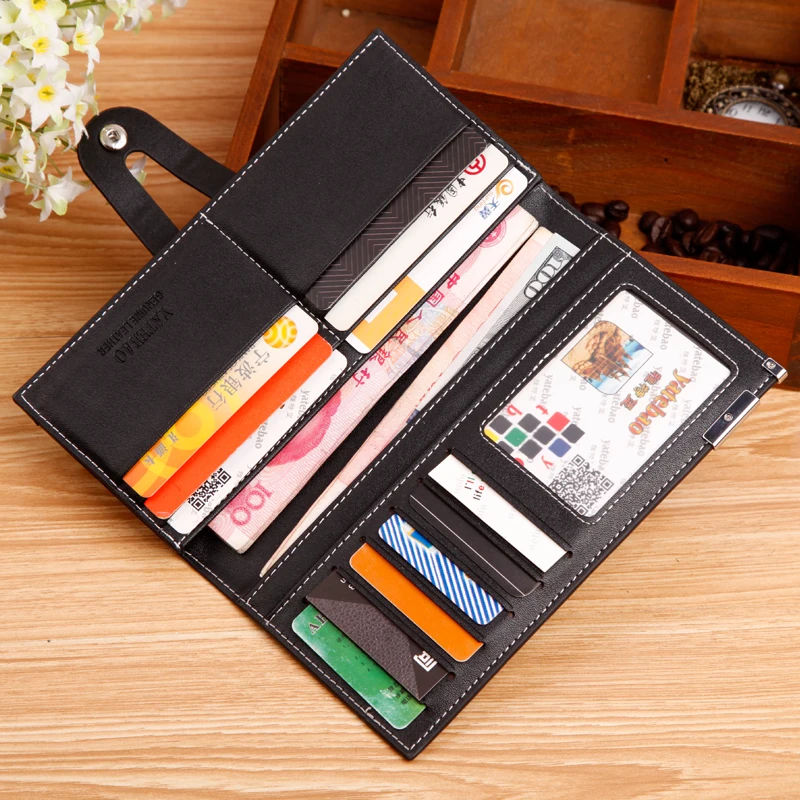 Style Long Wallet For Men Fashion Suit Bag Soft PU Leather With Button Muti Card Purse Comfortable Travel Business Party