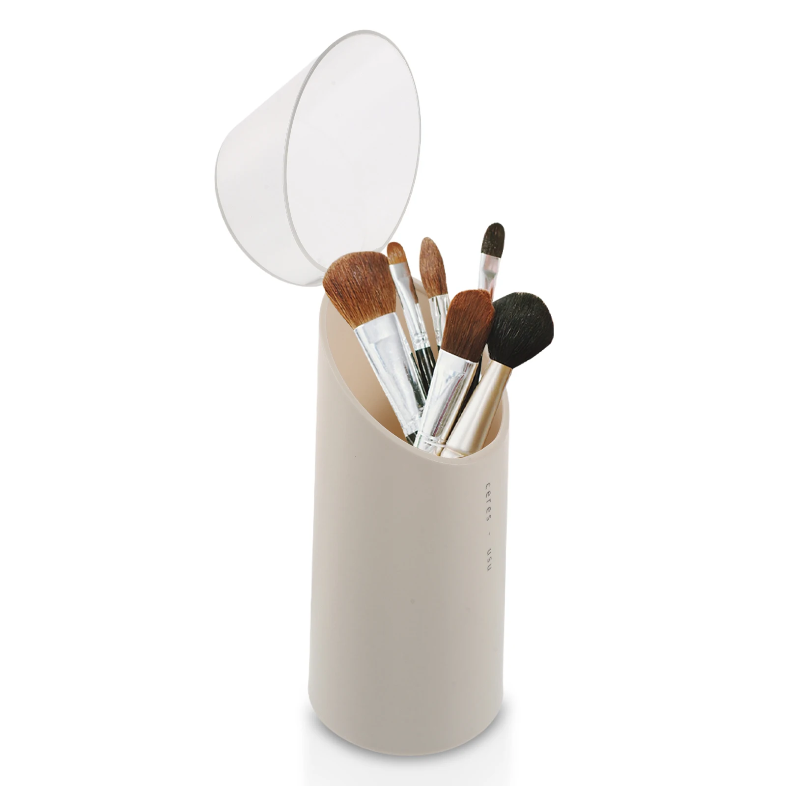 Organisateur de pinceaux, porte-brosse de maquillage avec couvercle, mallette de rangement de maquillage, vanité, conteneur de comptoir de salle de bains