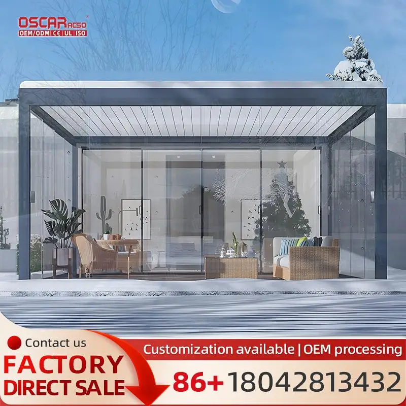 

3x3M уличный электрический абажур с водонепроницаемой алюминиевой жалюзи, деревянная пластиковая рама из сплава, роскошная беседка для сада, патио, заднего двора PE