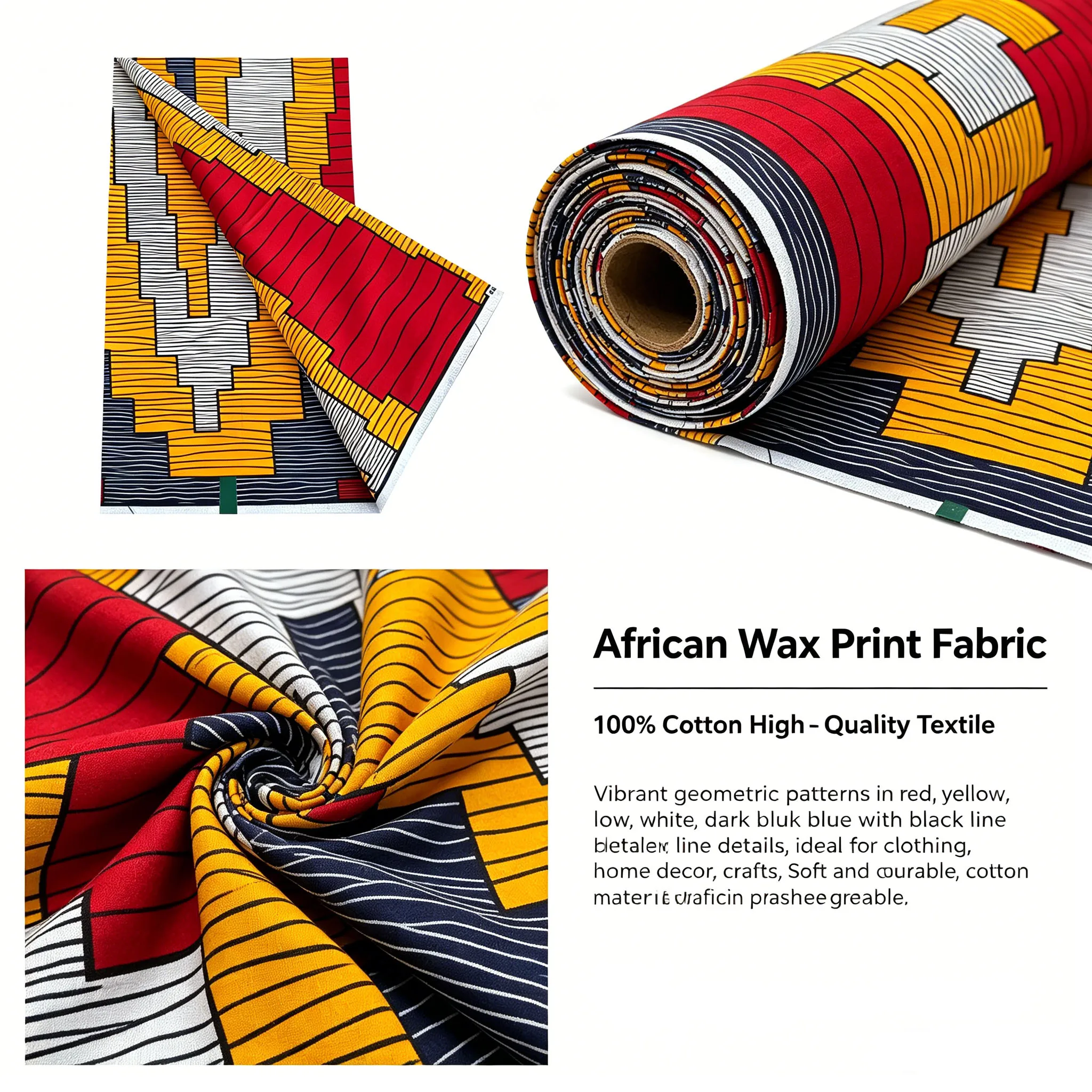 Nowa geometryczna tkanina Anka – African Ankara Print recenzja i cena