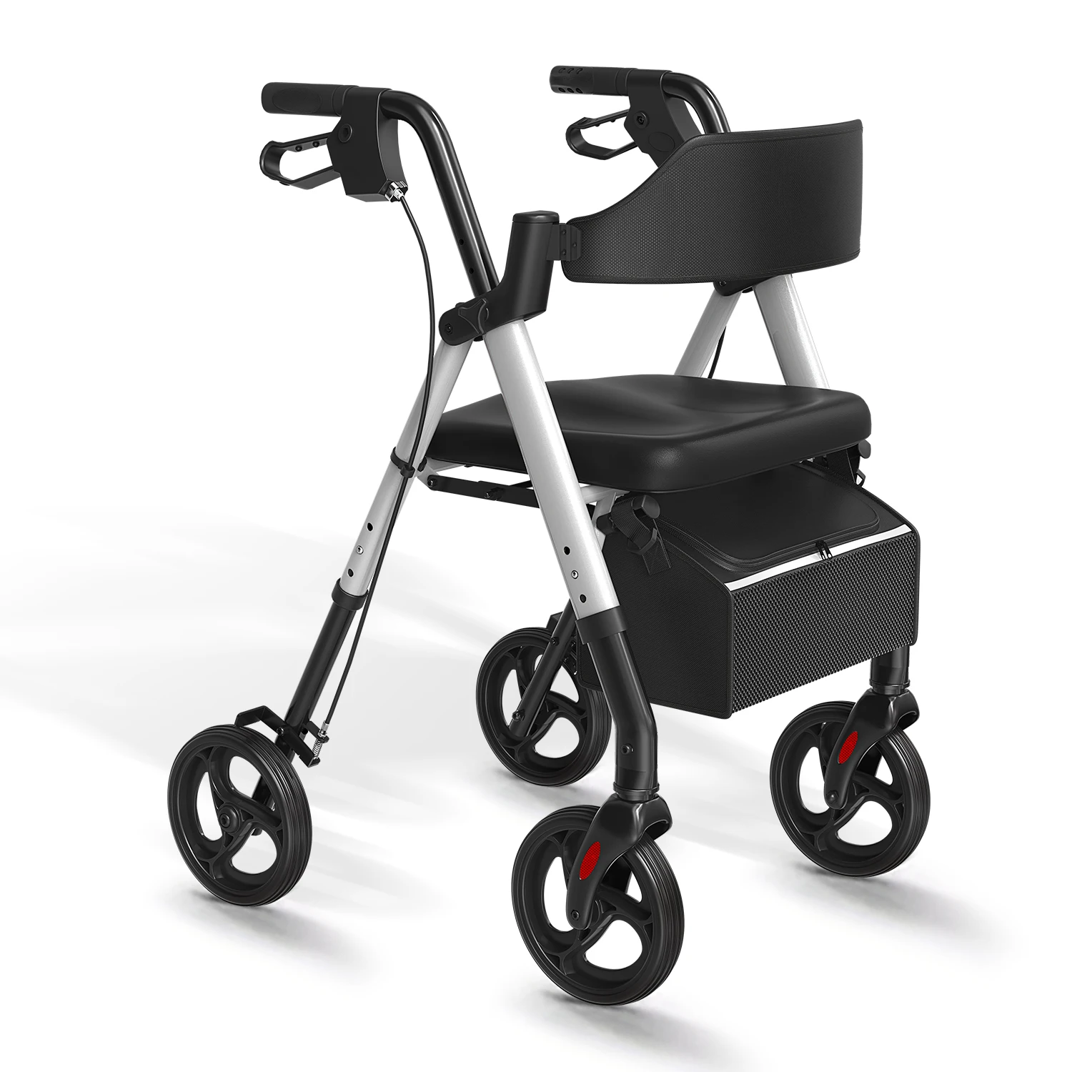 MaiDeSiTe Rollator Walkers voor senioren, opvouwbare rollator met stoel, rollator Walker met duurzaam aluminium, 8" grote wielen voor iedereen