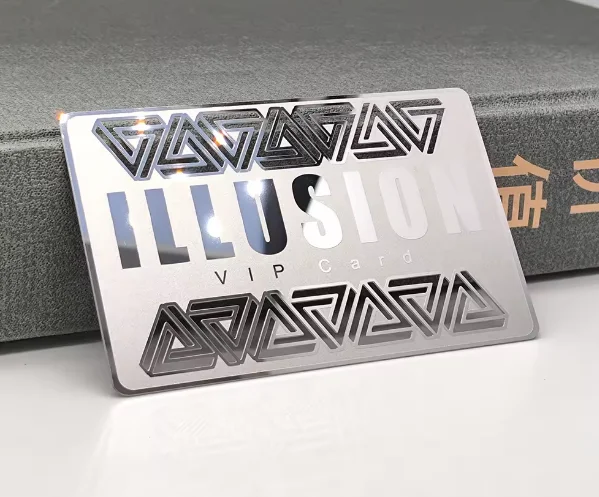 

100PCS Customized mirror polished metal business card laser engraving stainless steel card printing VIP business metal card