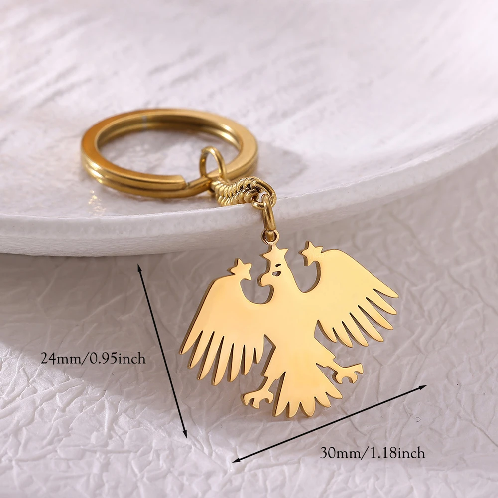 Stainless Steel Syria Eagle Keychain for Women Men Ethnic Syrian Keyring Jewelry Backpack Car Key Chain Punk Gifts Never Fade