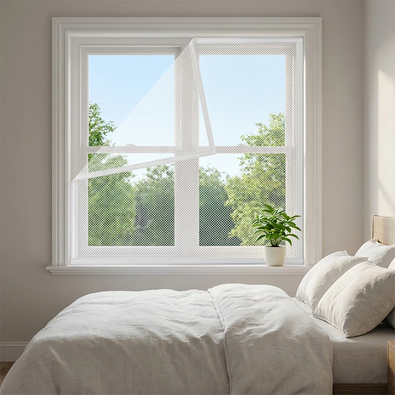White Invisible Self-Adhesive Window Screen High Transparent PP Nano Mosquito Net