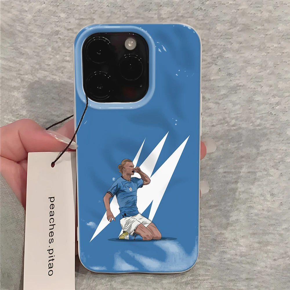 Phone Case Football Player Goal Sport Blue Dust Resistant Anti-Scratch Soft Shell Button Cover for iPhone 16 11 Plus 14 12 13