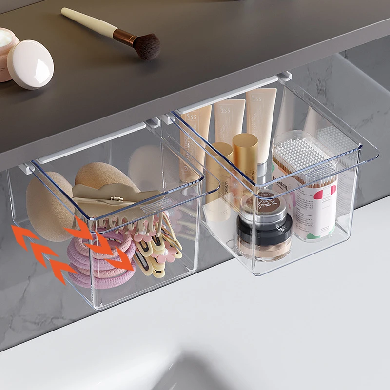 Under Desk Storage Box Self Adhesive Table Storage Drawer Office Pen Holder Organizer Home Under-drawer Storage Sundry Boxes