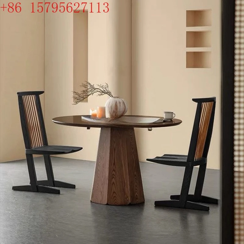 Simple modern solid wood conference table black minimalist round home coffee table