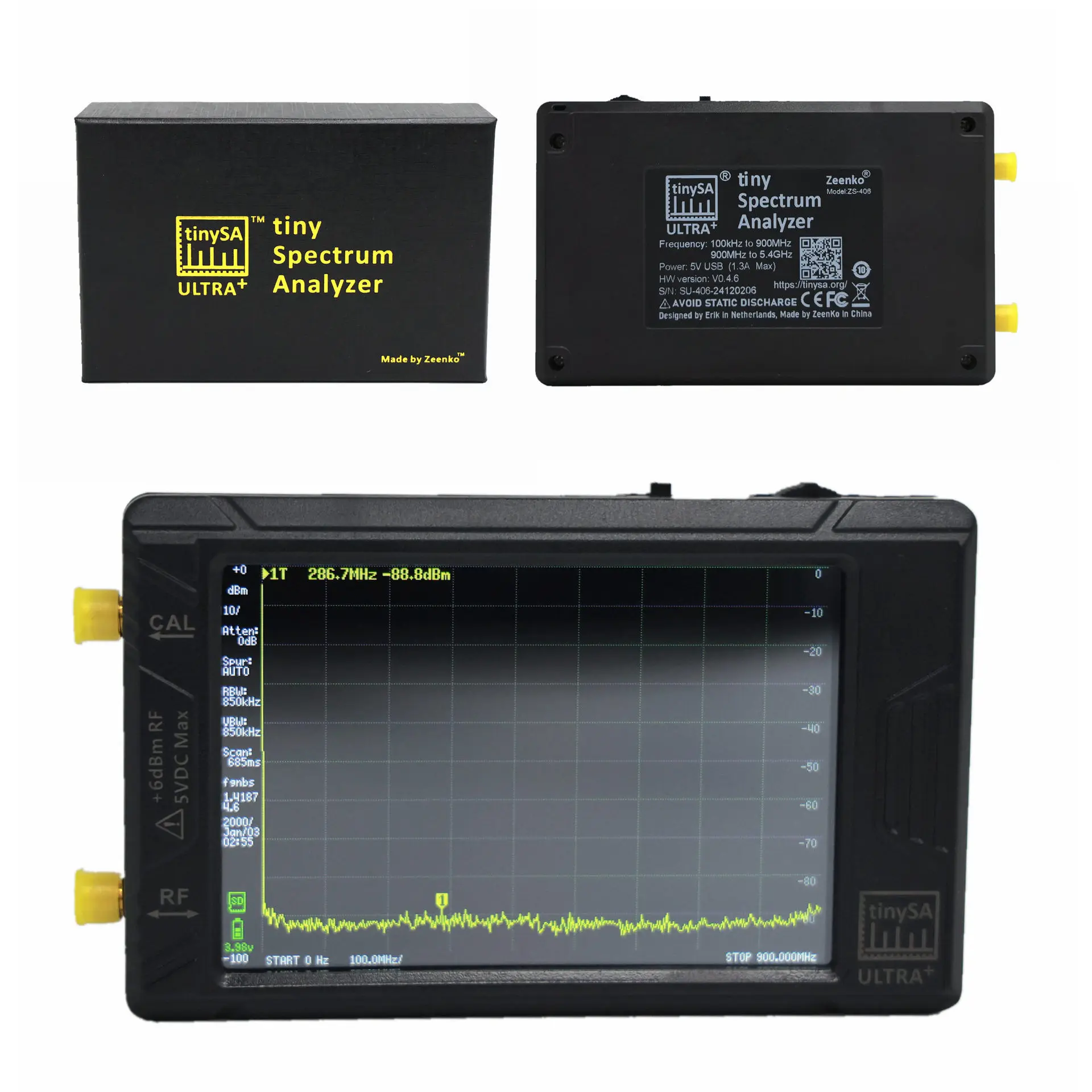 High-frequency output signal 100k - 5.4GHz handheld spectrum analyzer with 4-inch touch screen