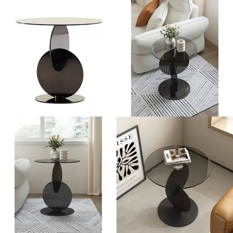 French Style Tempered Glass Side Table with Sintered Stone Top Small Luxury Coffee Table for Living Room Sofa Corner