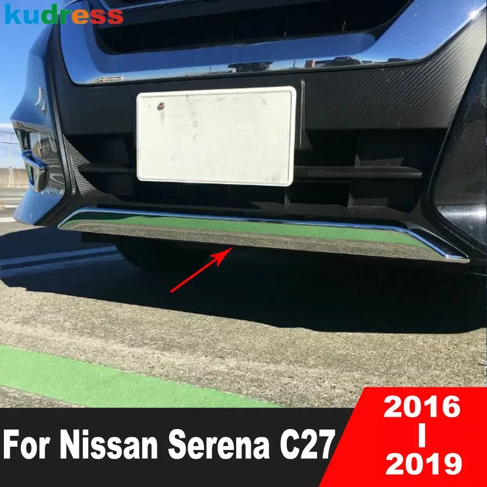 

For Nissan Serena C27 2016 2017 2018 2019 Chrome Car Front Bottom Bumper Cover Trim Racing Grille Molding Strip Accessories