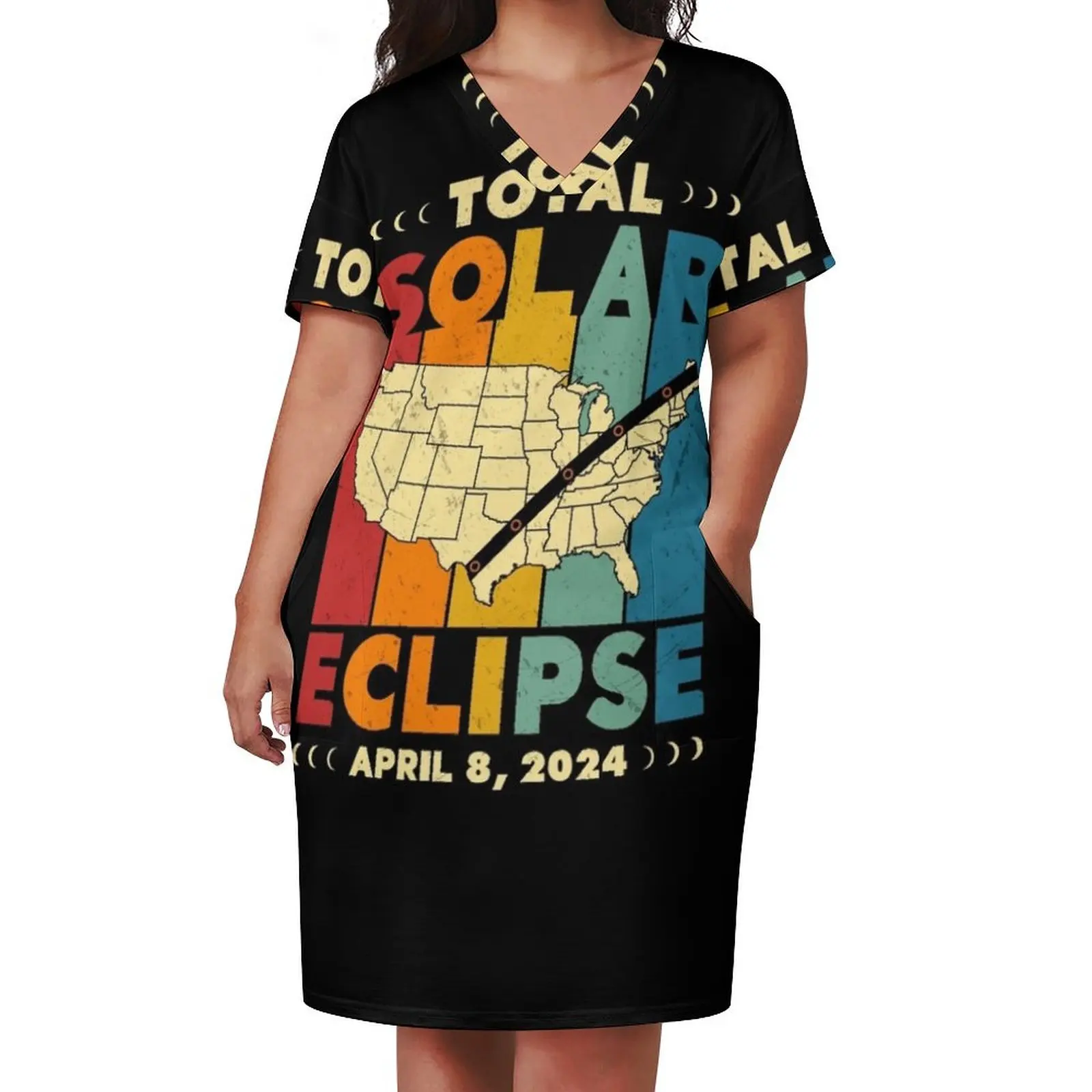 Total Solar Eclipse 2024 Loose Pocket Dress women's summer dress 2025 summer woman dress 2025 beach outfits for women