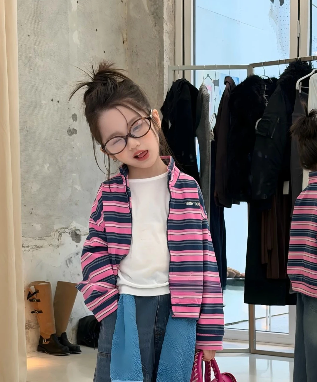 

Girls Top 2026 Spring New Korean Striped Knitted Cardigan Casual Fashion Daily Elegance Versatile Wear