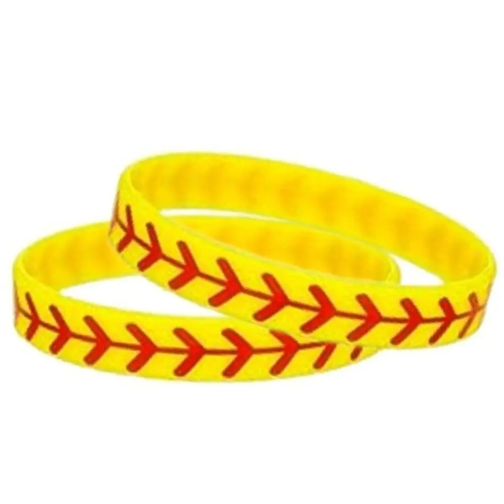 10PCS Home Run Baseball Silicone Bracelet Play Ball Flat Printed Sports Rubber Band Durable Stylish Sports Bracelets