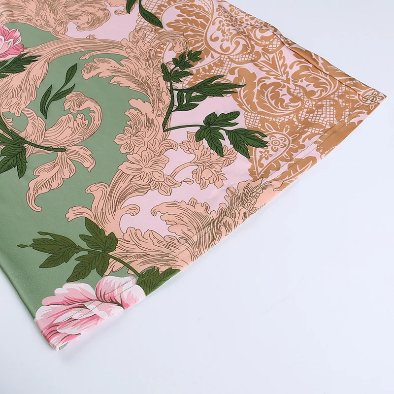 Abito maxi verde floreale da donna Abito lungo aderente aderente estivo Abito da spiaggia per le vacanze Abito con stampa bohémien Abito slim fit